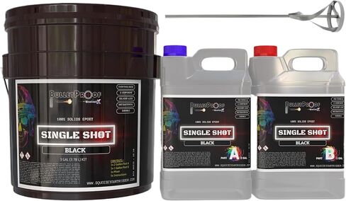 راتنجات مضادة للرصاص: طلقة واحدة | مجموعة راتنجات إيبوكسي صلبة بنسبة 100% (3 جالون) خالية من المذيبات، طبقة نهائية لامعة مكونة من مكونين - مركبات عضوية متطايرة منخفضة! الاستخدام الصناعي، الكراجات، الأرضيات، الخشب، الأكريليك والمزيد! (واضح) in Kuwait