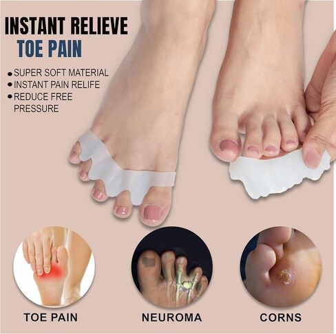 Wonder Care Silicone Toe Separator For Feet Gel Toe Pads Toe Big Toe Corrector Bunion Toe Straightener Yoga Toe Stretcher Hammer Toe Bunion White pair of 2 in Kuwait