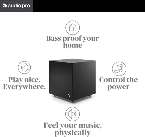 مكبر صوت يعمل بالطاقة Audio Pro SW-10 | مكبر صوت 8 بوصات، 33-120 هرتز، مضخم صوت 200 وات، مكبر صوت جهير مدعوم لنظام صوت المسرح المنزلي ونظام الصوت المحيطي | مدخل كابل RCA | أبيض in Kuwait