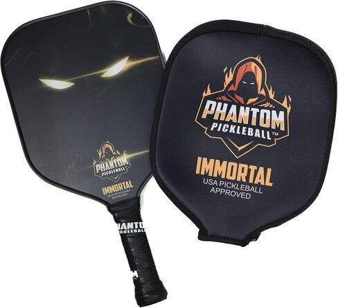 مجاديف كرة المخلل ذات الجسم العريض من ألياف الكربون مقاس 16 مم من Phantom Immortal - الحد الأقصى للحصباء والدوران - معتمدة من الولايات المتحدة الأمريكية - مضارب كرة المخلل - معدات كرة المخلل مع قلب من مادة البولي بروبيلين - خفيفة الوزن in Saudi Arabia