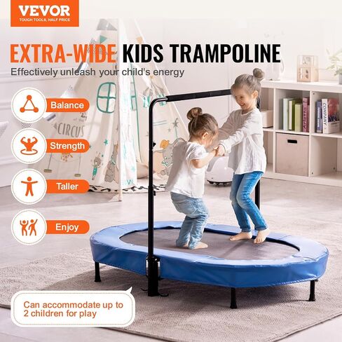 ترامبولين VEVOR للأطفال، ترامبولين داخلي وخارجي مقاس 56 × 36 بوصة، ترامبولين صغير قابل للطي مع مقبض، ترامبولين مرتد للأطفال الصغار، عيد ميلاد للأطفال بعمر 3 سنوات فما فوق، الأولاد والبنات للمتعة in Saudi Arabia