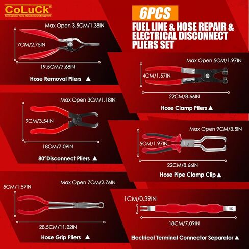 كماشة موصل كهربائي كماشة خط الوقود 6 قطع، مزيل خرطوم، كماشة مشبك خرطوم مسطح، فاصل موصل كهربائي، كماشة إزالة خرطوم، كماشة سلك توصيل الشرارة، مشبك مشبك أنبوب خرطوم، قطع كماشة in Kuwait