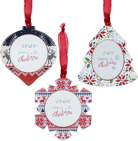 3PCS Christmas Tree Ornaments Set Picture Frame Ornament Holiday Keepsake Gift Home Decor Christmas Decorations Xmas Gifts Pendant with 2" Photo Frame Insert (Snowman Set 2024) in Kuwait