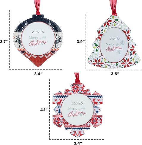 3PCS Christmas Tree Ornaments Set Picture Frame Ornament Holiday Keepsake Gift Home Decor Christmas Decorations Xmas Gifts Pendant with 2" Photo Frame Insert (Snowman Set 2024) in Kuwait