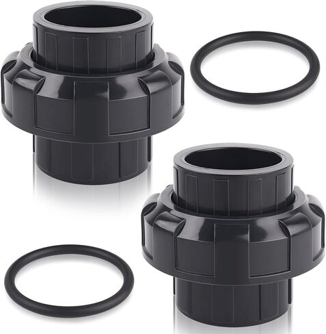 4PCS PVC Union Coupling Pipe Fitting, 1 Inch PVC Slip Union, PVC Union Fittings Set with Slip Socket Port Connection, PVC Pipe Unions for Swimming Pools and Outdoor Plumbing Applications in Kuwait