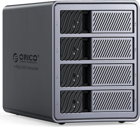 حاوية محرك الأقراص الصلبة ORICO USB 3.0 4 Bay تدعم 8 أوضاع RAID لمحرك الأقراص الثابتة مقاس 3.5 بوصة بحد أقصى يصل إلى 88 تيرابايت للتخزين الخارجي المباشر المرفق، والنسخ الاحتياطي للتوسيع (سبائك الألومنيوم)-9848RU3 in Saudi Arabia