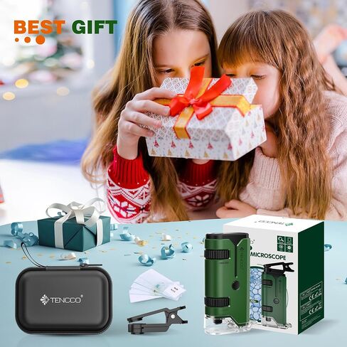 100x-250x Mini Pocket Microscope for Kids Adults, Protable Handheld Microscope with 5 Microscope Slides, Phone Adapter, Miniscope Portable Microscope Kit for Kids Adults Science Lab Education, Blue in Kuwait