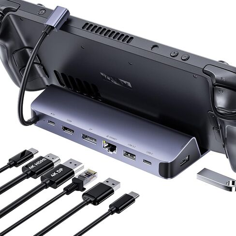 Docking Staion for Steam Deck, QUUGE 6 in 1 Steam Deck Dock Support HDMI 2.0 4K60Hz Output, 1 * 1000Mb Ethernet Port, 3*USB-A 3.0, 1*PD 100W Charging Steam Deck Hub Compatible with Valve Steam Deck in Saudi Arabia