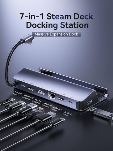 Docking Staion for Steam Deck, QUUGE 6 in 1 Steam Deck Dock Support HDMI 2.0 4K60Hz Output, 1 * 1000Mb Ethernet Port, 3*USB-A 3.0, 1*PD 100W Charging Steam Deck Hub Compatible with Valve Steam Deck in Saudi Arabia