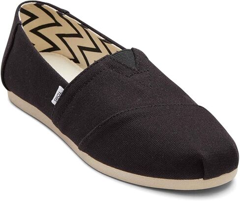 TOMS Women's Alpargata Loafer Flat, Black/Black Wide Recycled Cotton Canvas, 12 in Saudi Arabia
