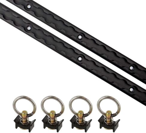 US Cargo Control L Track Tie Down System, Includes (4) 4 Foot Black Anodized Aluminum L-Track and (4) Black Single Stud O-Ring Fittings, Versatile Trailer Tie Down System for Trailers and Truck Beds in Kuwait