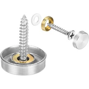 uxcell 16 Pcs Screw Covers Caps, Stainless Steel Mirror Screws Decorative Caps Cover Nails, Mirror Screws Fasteners for Sign Advertising Hardware Construction, 30mm Diameter, Silver