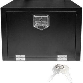 30 Inch Black Steel Truck Tool Box with T-Handle Latch Flatbed Tool Box Storage Box for Trailer Heavy Duty Truck Bed Storage Organizer Chest (18"x 18" x 30")
