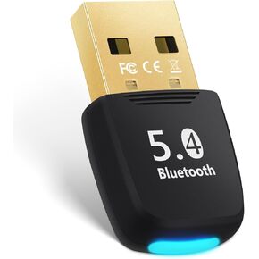 Bluetooth USB Adapter for PC- Suuleet Bluetooth Adapter 5.4 Dongle (BR+BLE+EDR),Free Diver,Taillight Design,Wireless Transfer for Headset Speaker Keyboard Mouse Printer Windows 11/10/8.1/7 for Desktop