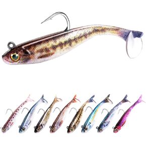 FONMANG 2.5/3.5In Swim Baits for Bass Fishing, Pre-Rigged Jig Heads Soft Plastic Walleye Fishing Lures, Paddle Tail Swimbaits for Bass Fishing, Fishing Bait for Freshwater Saltwater Gifts in Kuwait
