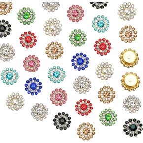 100Pcs 14mm 3 Layers Rhinestones Sunflower Flower Claw Rhinestones Crystal Glass Flatback Gold Base Glass Sew on Clothes Wedding Dresses Decoration Crafts (01 Ab Color)