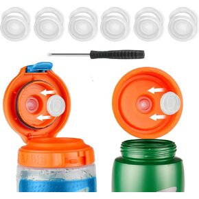 Dispensing Valves Compatible with Gatorade Water Bottle - 6pcs Silicone Valve and Plastic Insert with Screwdriver, Replacement Accessories for Gatorade Gx Water Bottle Gatorade 32oz Bottle