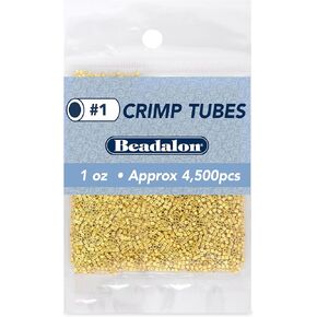 Beadalon Crimp Tubes, Size #2, 1.3 mm/.051 in, I.D., 1.8 mm/.070 in, O.D., Silver Plated, 1 oz/28.35 g, Approx. 1,300 pc