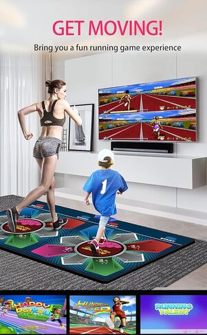 Music Double Dance Mat for Kids and Adults,64G Memory Card,Fitness Dance Games with MV/3D/Cartoon Dance Mode, 1000pcs Games and 81pcs MV 885pcs Songs for HDMI TV Fun Senior Flannel Materia in Saudi Arabia