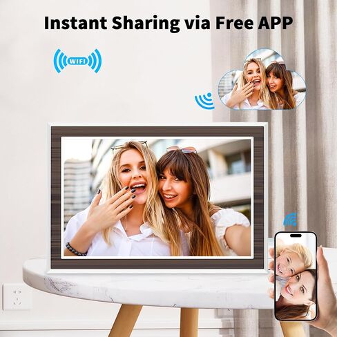 Digital Picture Frame 10.1 Inch WiFi Digital Photo Frame Electronic Picture Frame Slideshow, 16GB Storage, Wall-Mounted, Easy to Upload Photo and Video Instantly via Free APP(White) in Saudi Arabia
