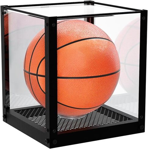 حافظة عرض كرة قدم أكريليك بتصميم J JACKCUBE، صندوق حامل حامل عرض شفاف مع قاعدة شبكية معدنية لمقتنيات كرة القدم وكرة السلة والكرة الطائرة - MK809A in Kuwait