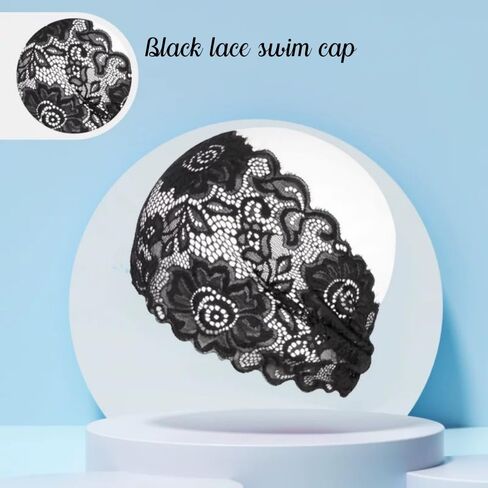 Women Swimming Cap Waterproof Bathing Silicone Turban Cap Swim Hat Keep Girls Hair Dry Anti-Slip Elastic Lace Floral Elegant Swim Wrap in Saudi Arabia