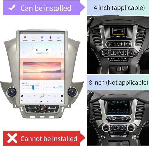 Qualcomm Car Radio for Chevrolet Suburban Tahoe GMC Yukon 2014-2020 Stereo Replacement Head Unit 14.4 Inch IPS 2K Touch Screen Tesla Style Carplay Android Auto Navigation Multimedia Play in Kuwait