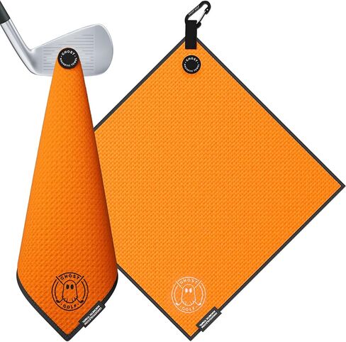 Ghost Golf Magnetic Towel (Greenside) - Premium Ultra-Absorbent Microfiber Golf Towel with Magnet for Golf Carts or Clubs - 18" x 18" Golfing Gear - Waffle Weave Pattern (Green) in Saudi Arabia