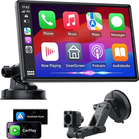 Portable 10.26" Wireless CarPlay & Android Auto Screen for Car - Voice Control, GPS Navigation, Bluetooth,AUX,HD Touchscreen, AirPlay, Car Stereo，Four Sounding Ways in Saudi Arabia