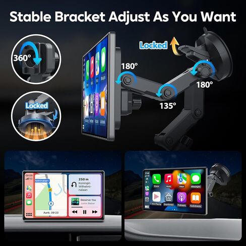 Portable 10.26" Wireless CarPlay & Android Auto Screen for Car - Voice Control, GPS Navigation, Bluetooth,AUX,HD Touchscreen, AirPlay, Car Stereo，Four Sounding Ways in Saudi Arabia