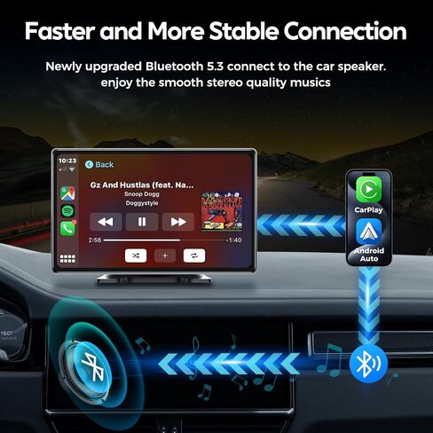 Portable 10.26" Wireless CarPlay & Android Auto Screen for Car - Voice Control, GPS Navigation, Bluetooth,AUX,HD Touchscreen, AirPlay, Car Stereo，Four Sounding Ways in Saudi Arabia