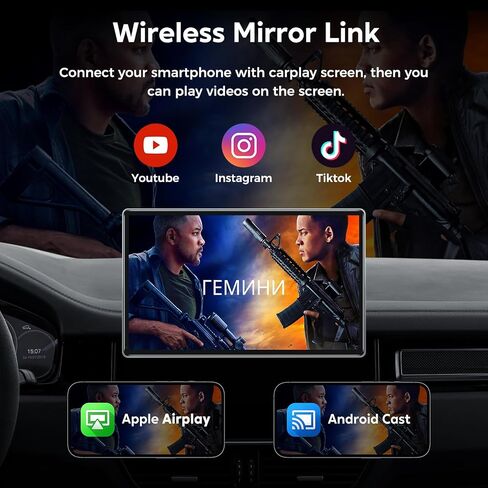 Portable 10.26" Wireless CarPlay & Android Auto Screen for Car - Voice Control, GPS Navigation, Bluetooth,AUX,HD Touchscreen, AirPlay, Car Stereo，Four Sounding Ways in Saudi Arabia