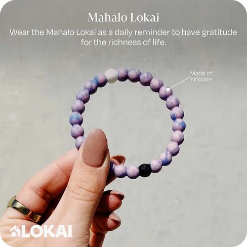 Lokai Silicone Beaded Bracelets for Women & Men, Mako Shark (Extra Large) - Stylish Jewelry Fashion Bead Bracelet with Black & White Beads - Ring Bangle Slide-On Style Over Wrist for Comfortable Fit in Saudi Arabia