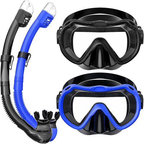 Snorkeling Gear for Adults, Snorkel Mask Set 180° Panoramic View Snorkel Gear, 100% Food-Grade Silicone Anti-Fog Anti-Leak Dry Top Diving Mask for Snorkeling Swimming Scuba Diving in Saudi Arabia