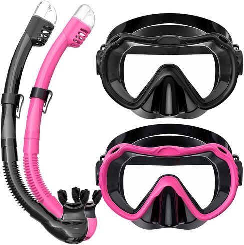 Snorkeling Gear for Adults, Snorkel Mask Set 180° Panoramic View Snorkel Gear, 100% Food-Grade Silicone Anti-Fog Anti-Leak Dry Top Diving Mask for Snorkeling Swimming Scuba Diving in Saudi Arabia