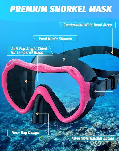 Snorkeling Gear for Adults, Snorkel Mask Set 180° Panoramic View Snorkel Gear, 100% Food-Grade Silicone Anti-Fog Anti-Leak Dry Top Diving Mask for Snorkeling Swimming Scuba Diving in Saudi Arabia