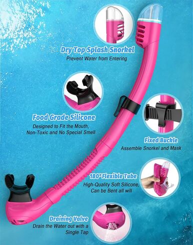 Snorkeling Gear for Adults, Snorkel Mask Set 180° Panoramic View Snorkel Gear, 100% Food-Grade Silicone Anti-Fog Anti-Leak Dry Top Diving Mask for Snorkeling Swimming Scuba Diving in Saudi Arabia
