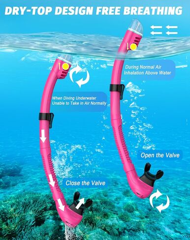 Snorkeling Gear for Adults, Snorkel Mask Set 180° Panoramic View Snorkel Gear, 100% Food-Grade Silicone Anti-Fog Anti-Leak Dry Top Diving Mask for Snorkeling Swimming Scuba Diving in Saudi Arabia