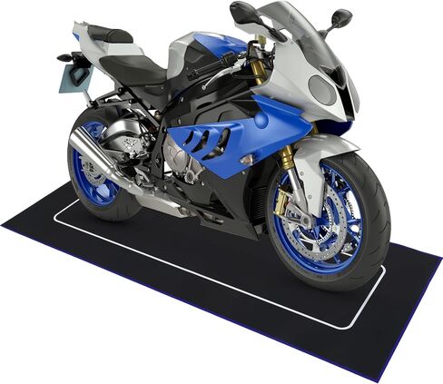 Motorcycle Mat 78 x 31 Inch Garage Floor Mat Non Slip Oil Absorbent Pad Track Rug Washable Parking Mats Rubber Backing Layer Protects Floor from Spills Drips Splash and Stain (Black, Orange) in Saudi Arabia