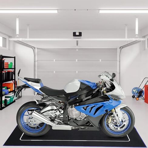 Motorcycle Mat 78 x 31 Inch Garage Floor Mat Non Slip Oil Absorbent Pad Track Rug Washable Parking Mats Rubber Backing Layer Protects Floor from Spills Drips Splash and Stain (Black, Orange) in Saudi Arabia
