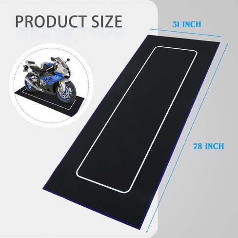 Motorcycle Mat 78 x 31 Inch Garage Floor Mat Non Slip Oil Absorbent Pad Track Rug Washable Parking Mats Rubber Backing Layer Protects Floor from Spills Drips Splash and Stain (Black, Orange) in Saudi Arabia