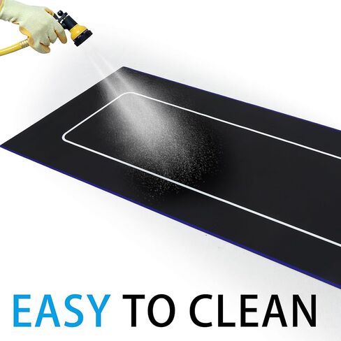 Motorcycle Mat 78 x 31 Inch Garage Floor Mat Non Slip Oil Absorbent Pad Track Rug Washable Parking Mats Rubber Backing Layer Protects Floor from Spills Drips Splash and Stain (Black, Orange) in Saudi Arabia