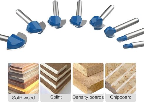 1/4 Inch Shank Cove Box Router Bit - 5/8" 3/4" 7/8" 1" Cutting Diameter Solid Carbide Double Flute Core Box Round Nose Woodworking Tool 4 Pcs by ROOCBIT in Saudi Arabia
