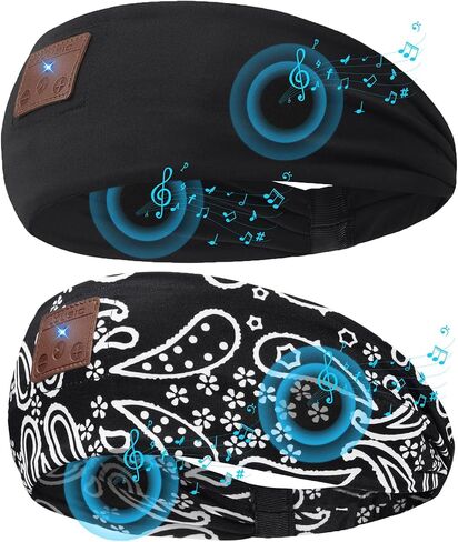 2-Pack Sleeping Headphones Bluetooth Headband, 2024 New Headband Headphones with Ultra-Thin Speakers, Wireless Headphones Headband for Side Sleepers, Running, Insomniac, Travel, Meditation（Black&Grey） in Kuwait