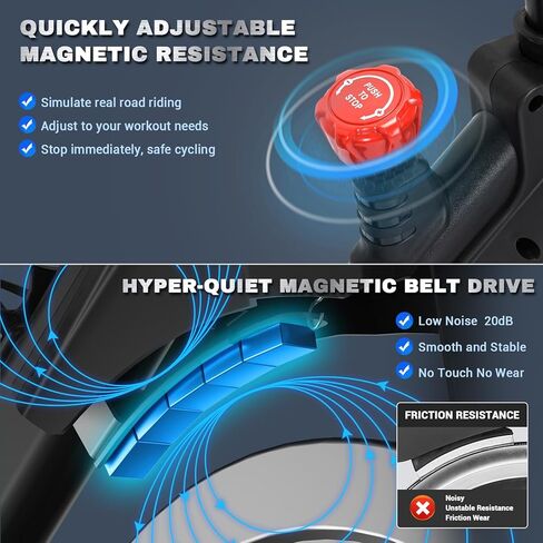 دراجة تمرين، مقاومة مغناطيسية قابلة للتعديل، دراجة داخلية بحزام صامت للغاية للتمرين المنزلي، دراجة ثابتة بسعة وزن 350 رطل، وسادة مقعد مريحة، شاشة LCD in Kuwait