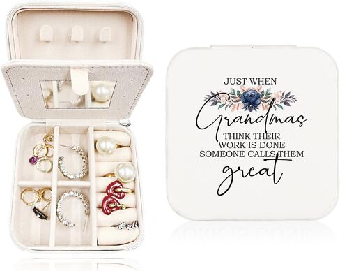 JRTW Travel Jewelry Case, Mothers Day Gifts for Grandma, Jewelry Boxes for Women, Travel Jewelry Organizer Gifts for Grandma, Travel Jewelry Box for Earrings Necklace Ring Box, Travel Gift for Babcia in Saudi Arabia