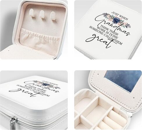 JRTW Travel Jewelry Case, Mothers Day Gifts for Grandma, Jewelry Boxes for Women, Travel Jewelry Organizer Gifts for Grandma, Travel Jewelry Box for Earrings Necklace Ring Box, Travel Gift for Babcia in Saudi Arabia