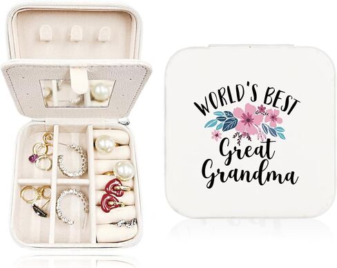 JRTW Travel Jewelry Case, Mothers Day Gifts for Grandma, Jewelry Boxes for Women, Travel Jewelry Organizer Gifts for Grandma, Travel Jewelry Box for Earrings Necklace Ring Box, Travel Gift for Babcia in Saudi Arabia