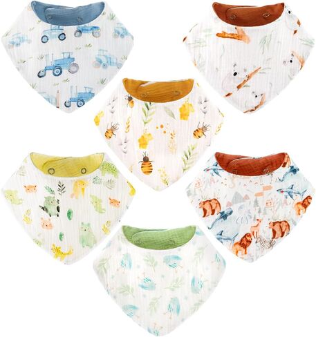 Muslin Baby Bibs Bandana Drool Bibs 100% Cotton Absorbent Soft Reversible 10-Pack Set for Feeding，Teething Solid Color for Girls in Saudi Arabia