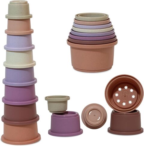 Stacking Cups Baby Toy Educational Cup Stacking Set 8-Pc Stackable Cups with Number Rainbow Nesting Cups for Babies 6-12 Months Stacking Cups for Toddlers 1-3 Perfect for Indoor/Outdoor in Saudi Arabia